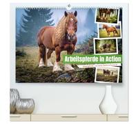 Arbeitspferde in Action (hochwertiger Premium Wandkalender 2027 DIN A2 quer), Kunstdruck in Hochglanz: Mächtige Hufe wirbeln Erde auf, Muskeln ... sanften Giganten trifft auf pure Kraft.