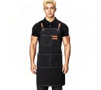 Arbeitsschürze Für Köche - Küchen Kochschürzen | Fleckenabweisend Mit Drei Taschen Leinentasche Restaurant Salon Grillen Backen Kochen Töpferei Holzarbeit Werkstatt, Praktische Kellnerinnenschürze Gas