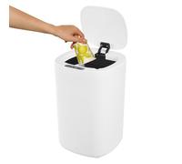 ARBGO Smart Sensor Poubelle sans contact avec couvercle - Poubelle automatique - Poubelle de cuisine - Corbeille à papier Touchless étanche - Pour bureau, salle de bain, cuisine - Blanc