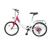 ARBGO Vélo de route 20 pouces en acier au carbone - Réglable en hauteur - VTT avec support de roue arrière - Vélo de sport - Vélo de ville avec phare et béquille - 6 vitesses - Pour filles, garçons,