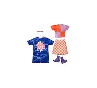 arbie Fashions 2 Vtements Pack Set 2 Poupes de tenues incluent une chemise blocs de couleur avec une jupe carreaux GRL PWR et 2 accessoires