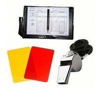 Arbitre de football et ensemble complet, sifflet en acier inoxydable avec cordon, crayon avec étui et carte de pénalité, PVC durable, convient aux officiels sportifs, parfait pour les arbitres, les en