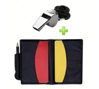 Arbitre de football et ensemble complet - Sifflet en acier inoxydable avec cordon, ensemble de cartons rouges et jaunes en PVC durable, convient pour les officiels sportifs Ensemble de cartes rouges e