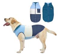 Arblina Manteau d'hiver réversible pour chien, veste coupe-vent en polaire chaude imperméable légère avec fermeture éclair à double extrémité, manteau pour temps froid pour chiens de taille moyenne et
