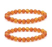 Bracelet Pierre Naturelle,Bracelet en Ambre 2Pcs, Bracelet en Cristal Extensible, Bracelet Anti-Anxiété Relax Bracelet Lucky Stone