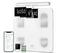 arboleaf Balance de graisse corporelle avec capteurs manuels rétractables pour analyse corporelle, balance avec graisse corporelle et masse musculaire, balance personnelle 180 kg/400 lb avec App