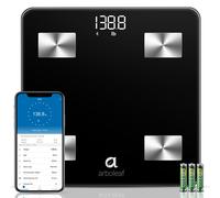 Arboleaf Pèse-personne intelligent, synchronisation Bluetooth avec application, analyse précise de l'IMC et de la masse musculaire, 14 mesures corporelles clés, affichage LED clair, idéal pour la sall