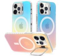 ÁRBOLORO Coque Béquille pour iPhone 12 Pro Max Compatible avec MagSafe, Magnétique Irisée Étui Housse avec Support Anneau Caméra Intégré Iridescent Mate Colorée Antichoc Translucide Irisé Case