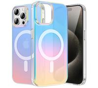 ÁRBOLORO Coque Magnétique pour iPhone 15 Pro Max, Soleil Couchant | Compatible avec MagSafe, Housse Translucide, Effet Iridescent, Procédé IMD, Anti-Chocs TPU+PC, Irisée Étui