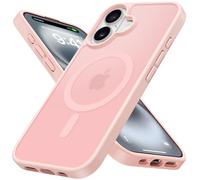 ÁRBOLORO Magnétique Coque pour iPhone 16 6.1 Pouces Compatible avec MagSafe, Étui Translucide Mat Housse Fine Bumper Antichoc Anti Rayure Case iPhone 16 6,1", Rose