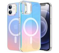 ÁRBOLORO Magnétique Irisée Coque pour iPhone 12/12 Pro Compatible avec Magsafe, Étui Housse Iridescent Mate Fluorescente Colorée Antichoc Anti-Rayures Translucide Holographique Case