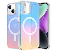 ÁRBOLORO Magnétique Irisée Coque pour iPhone 14/13 Compatible avec Magsafe, Étui Housse Iridescent Mate Fluorescente Colorée Antichoc Anti-Rayures Translucide Holographique Case