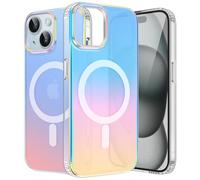 ÁRBOLORO Magnétique Irisée Coque pour iPhone 15 Compatible avec Magsafe, Étui Housse Iridescent Mate Fluorescente Colorée Antichoc Anti-Rayures Translucide Holographique Case