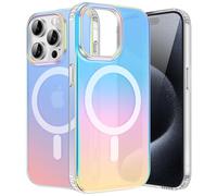 ÁRBOLORO Magnétique Irisée Coque pour iPhone 15 Pro Compatible avec Magsafe, Étui Housse Iridescent Mate Fluorescente Colorée Antichoc Anti-Rayures Translucide Holographique Case
