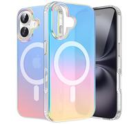 ÁRBOLORO Magnétique Irisée Coque pour iPhone 16 Compatible avec Magsafe, Étui Housse Iridescent Mate Fluorescente Colorée Antichoc Anti-Rayures Translucide Holographique Case