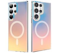 ÁRBOLORO Magnétique Irisée Coque pour Samsung Galaxy S24 Ultra Compatible avec Magsafe, Étui Housse Iridescent Mate Fluorescente Colorée Antichoc Anti-Rayures Translucide Holographique Case