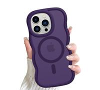 ÁRBOLORO Magnétique Vague Coque pour iPhone 13 Pro Compatible avec MagSafe, Étui Housse Cadre Ondulé Translucide Mat Mignon Wave Frame Antichoc Protection Case pour Femme Fille, Violet