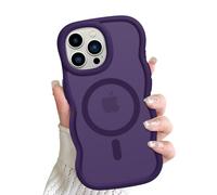 ÁRBOLORO Magnétique Vague Coque pour iPhone 13 Pro Max Compatible avec MagSafe, Étui Housse Cadre Ondulé Translucide Mat Mignon Wave Frame Antichoc Protection Case pour Femme Fille, Violet