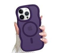 ÁRBOLORO Magnétique Vague Coque pour iPhone 14 Pro Compatible avec MagSafe, Étui Housse Cadre Ondulé Translucide Mat Mignon Wave Frame Antichoc Protection Case pour Femme Fille, Violet