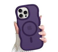 ÁRBOLORO Magnétique Vague Coque pour iPhone 15 Pro Max Compatible avec MagSafe, Étui Housse Cadre Ondulé Translucide Mat Mignon Wave Frame Antichoc Protection Case pour Femme Fille, Violet