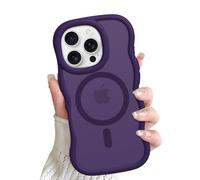 ÁRBOLORO Magnétique Vague Coque pour iPhone 16 Pro Compatible avec MagSafe, Étui Housse Cadre Ondulé Translucide Mat Mignon Wave Frame Antichoc Protection Case pour Femme Fille, Violet