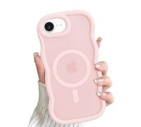 ÁRBOLORO Magnétique Vague Coque pour iPhone 16e Compatible avec MagSafe, Étui Housse Cadre Ondulé Translucide Mat Mignon Wave Frame Antichoc Protection Case pour Femme Fille, Rose