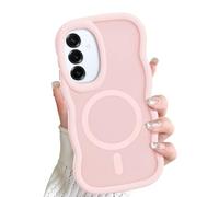 ÁRBOLORO Magnétique Vague Coque pour Samsung Galaxy S24/S25 Compatible avec MagSafe, Étui Housse Cadre Ondulé Translucide Mat Mignon Wave Frame Antichoc Protection Case pour Femme Fille, Rose