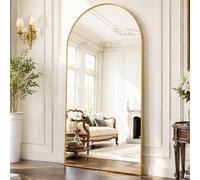 Arbor life Miroir Arqué sur Pied, 180 x 71 cm, Grand Miroir, Doré | Miroir Pleine Longueur, Avec support, Verre trempé anti-éclatement, Cadre alliage aluminium, Pose au sol ou fixation murale