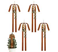 Arborescence de Noël | 4 morceaux de lapins rouges avec des cloches | Ornements de Noël de 40 x 60 cm de long pour arbre, escaliers, porte, mur, cheminée, guirlande | Décoration festive à l'intérieur