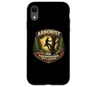 Arborist Tree Hugger avec Une tronçonneuse, Blague Amusante sur l'entretien des Grimpeurs Coque pour iPhone XR
