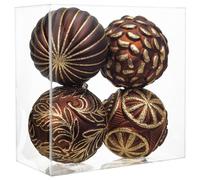 Arborus 4 Pieces Christmas Tree Baubles 15 CM Christmas Tree Baubles Plastic Glitter Christmas Tree Decorations Bronze Christmas Tree Decorations Christmas Baubles