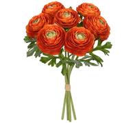 Arborus Bouquet de fleurs artificielles de 34 cm à 7 têtes de renoncule artificielles en soie orange pour table, maison, fête de mariage, décorations de mariage