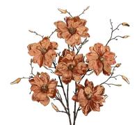 Arborus Lot de 3 fleurs de Noël artificielles en velours de 75,9 cm avec tiges de fleurs de magnolia dorées marron pour sapin de Noël, guirlande, décorations de fête de mariage