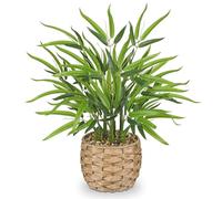 Arborus Plantes artificielles en bambou - 49 cm - Plantes artificielles - Plante artificielle dans un panier en osier - Plante décorative pour table bohème, étagère, cuisine, salon, chambre à coucher