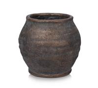 Arborus Vase rustique pour fleurs 15 cm, petit pot en ciment à ouverture 12 cm, marron, vintage, pour plantes séchées, salon, table, entrée, salle de bain, étagère, cheminée, décoration intérieure