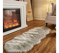 Arbosofe Tapis en fausse fourrure de mouton gris clair pour chambre à coucher, canapé, salon
