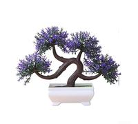 Arbre à barbe dragon avec boules d'herbe complémentaires et arbres miniatures en pot pour décoration d'intérieur naturelle sans entretien (violet)