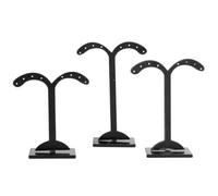 Arbre à Bijoux Support de rangement en acrylique noir, 3 pièces, support d'exposition, entrejambe, boucles d'oreilles, clous, présentoir bijoux, supports cintre(Color 4)