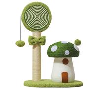 Arbre à champignons, tour d'escalade pour chat, griffoir interactif, tissu doux fantaisiste multi-rangs, base stable tissée pour chatons, 37 x 29 x 54 cm
