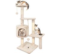 Arbre à Chat,112cm Tour de Jeux Stable pour Chat,Arbre à Grimper Multi-Niveaux avec 4 Poteaux en Sisal, 3 Plateformes, 1 Nid Douillet Chaton-Beige
