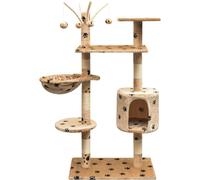 Arbre à chat 125 cm Beige avec impression de pattes