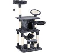 Feandrea Arbre à Chat, Multiniveaux, Rond en Sisal avec Rebord, Tronc pour aiguiser Les Griffes, Niche Luxueuse, pour Chats, Salle de Jeux, Gris PCT25G