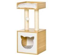 PawHut Arbre à Chat Griffoir pour Chat Niche Maison pour Chat 81 cm | Arbre à Grimper, Plate-Forme Supérieure, Balle Suspendue