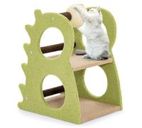 Arbre à Chat 2 Niveaux 48 x 37 x 58 cm avec Balle interactif Design Dinosaure en Peluche Vert et Beige 20_0010173