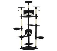 Arbre à chat 203 cm noir et blanc avec griffoirs en sisal, lit stable pour appartement et maison, idéal pour les chats actifs