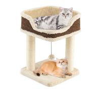 Arbre à Chat 3-en-1 pour Appartement 38 x 38 x 51 cm Confort Douillet et Poteau à griffer en sisal Beige 20_0013099