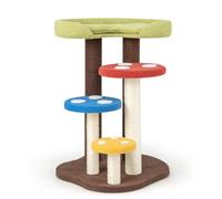 Arbre à Chat 3 en 1 Tour à Chat 5 Niveaux 3 poteaux entièrement enveloppés de sisal Tapis et Plates-Formes Amovibles Motifs Champignons coloré 20_0007651