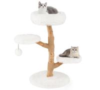 Arbre à Chat 50 x 90 cm avec 4 Niveaux ludique et Confortable Style Moderne en Bois de Poirier Blanc 20_0017221