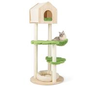 Arbre à Chat 60 x 60 x 139 cm Espace Multi-Niveaux avec hamac Confortable Style Moderne en Bois Vert 20_0019273