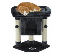 Arbre à chat 61 cm - gris avec grande place de repos et grotte pour chats